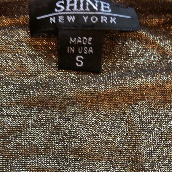 Shine New York gold metallic ruched shirt w/ wood - Picture 2 of 7